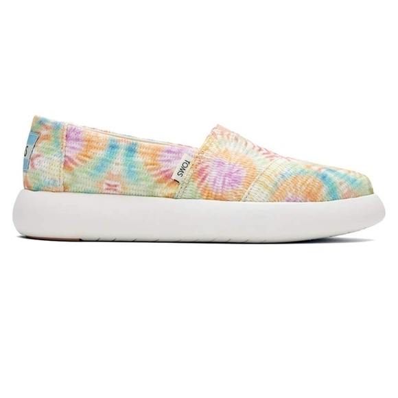 TOMS Shoes Loafers Mallow Candy Pink Tie Dye Crochet Flats COMFORTABLE Slip On - Picture 1 of 8